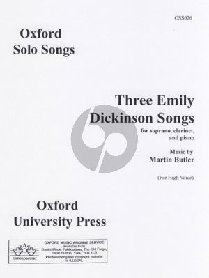 Buttler 3 Songs Emily Dickinson Soprano-Clarinet[Bb]-Piano