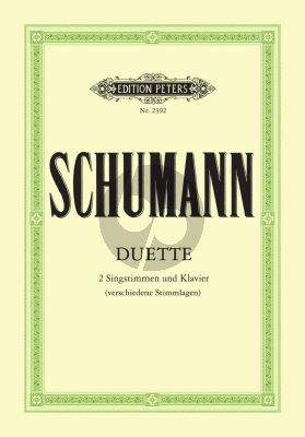 Schumann 34 Duette fur 2 Singstimmen verschiedene Stimmlagen und Klavier (Herausgeber Max Friedlaender)