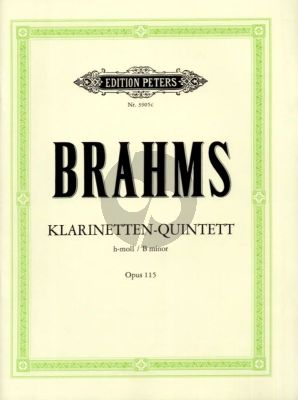 Brahms Quintett h-moll Op.115 Klarinette in A, Va- 2 Vi.-Va.- Vc. Stimmen (Peters)