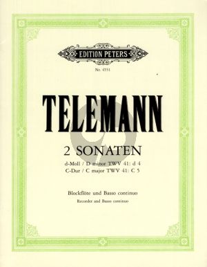 Telemann 2 Sonaten (aus Essercizii Musici) fur Altblflockflote und Bc (Herausgegeben von Waldemar Woehl)