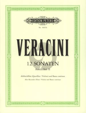 Veracini 12 Sonaten Vol.2 (No.4-6) Alblockflote [Flote/Violine] und Bc (Herausgegeben von Walter Kolneder)