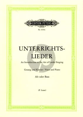 Album Unterrichtslieder - 60 beliebten Liedern fur Tiefe (Low) Stimme und Klavier (Herausgeber Paul Losse)