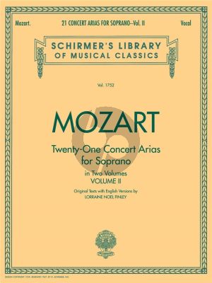 Mozart 21 Concert Arias vol.2 Soprano (Original texts with English version by L.Noel Finley)