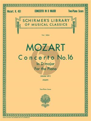 Mozart Concerto No.16 in D Major KV 451 (Philipp) Ed. 2 Pianos (2 Copies needed to perform)