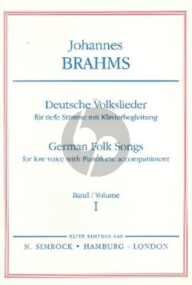 Brahms Deutsche Volkslieder Vol.1 for Low Voice and Piano (German/English)