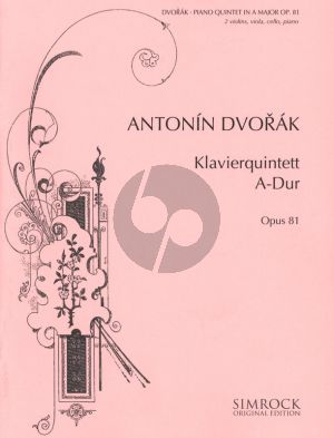 Dvorak Quintet A-dur Op.81 2 Violins, Viola, Violoncello und Klavier Partitur und Stimmen