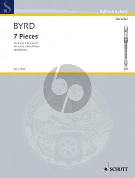 Byrd 7 Pieces for 4 - 5 Recorders (SATB/SSAAT) (Performing Score) (arr. Walter Bergmann)