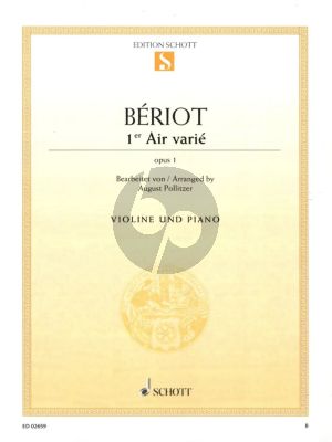 Beriot Air Varie d-minor Op.1 for Violin and Piano (edited by August Pollitzer)