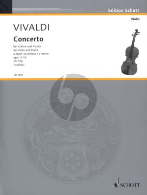 Vivaldi Concerto a minor Op.3 No.6 RV 356 / PV1 (L'Estro Armonico) for Violin and Piano (Her­aus­ge­ber TivadarNachéz)