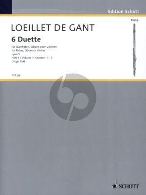 Loeillet 6 Duets Op.5 Vol.1 (No.1 - 2 - 5) for 2 Flutes (or Oboes/Violins) (Herausgeber Hugo Ruf) (Grade 3)