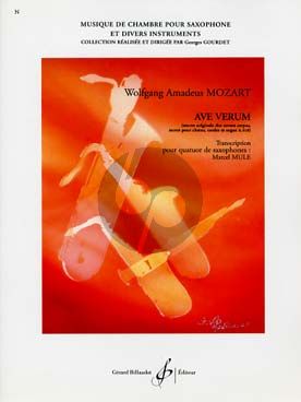 Mozart Ave Verum KV 618 4 Sax. (SATB) (Score/Parts) (Mule)