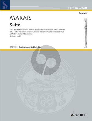 Marais Suite g-minor 2 Treble Recorders [Fl./Ob./Vi.) and Bc (Score/Parts) (Nikolaus Delius)