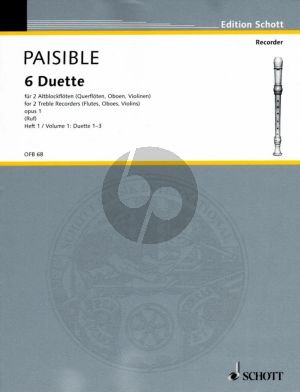 Paisible 6 Duette Op.1 Vol.1 No.1 - 3 fur 2 Altblockfloten (edited by Hugo Ruf) (Schott)