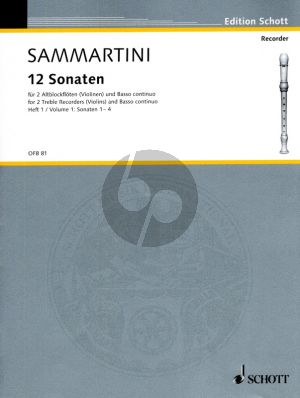 12 Sonatas Vol. 1 Nos. 1 - 4 2 Treble Recorders [Vi.]- Bc.