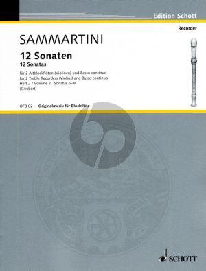 Sammartini 12 Sonatas Vol.2 (Nos.5 - 8) (2 Treble Rec.[Vi.]- Bc.) Score and Parts (edited by F.J.Giesbert)