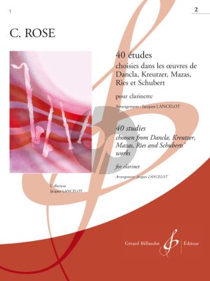 Rose 40 Etudes Choisies dans les oeuvres de Dancla, Kreutzer Mazas, Ries et Schubert Vol.2 (Lancelot)