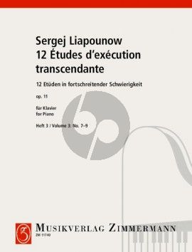 Lyapunov 12 Etuden in fortschreitender Schwierigkeit Op. 11 Vol. 3 No. 7 - 9 Klavier