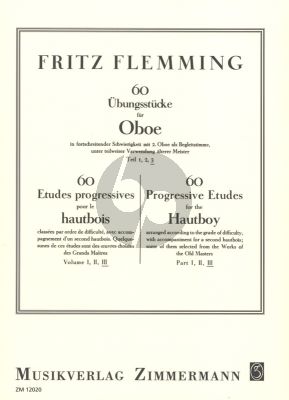 Flemming 60 Ubungsstucke Vol. 3 in fortschreitender Schwierigkeit mit 2.Oboe als Begleitstimme
