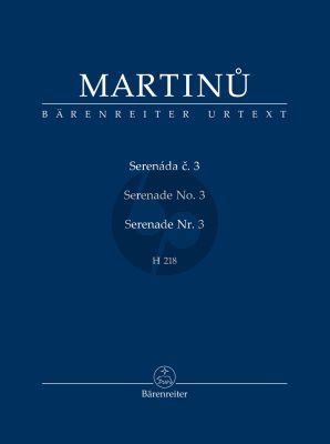 Martinu Serenade No. 3 H 218 Oboe-Clarinet-4 Violins and Violoncello (Study Score) (edited by Jitka Zichová)