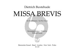 Buxtehude Missa Brevis zu 5 Stimmen (SSATB und Bc) (Willibald Gurlitt)