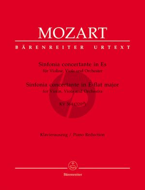 Mozart Sinfonia Concertante E-flat major KV 364 for Violin, Viola and Piano Score/Parts (with original scordatura viola part) (Editor Christoph-Hellmut Mahling - Arranged by Michael Topel) (Barenreiter-Urtext)