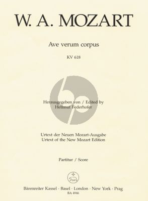 Mozart Ave Verum Corpus KV 618 SATB-Strings-Organ Score