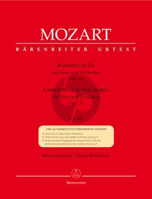 Mozart Konzert No.2 Es-dur KV 417 (Horn Eb/F) (Barenreiter-Urtext) (Schelhaas) (Eingangen von Brown und Nunns)