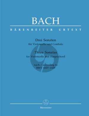 Bach 3 Sonaten nach BWV 1027 - 1029 Violoncello-Bc (Hans Eppstein) (Barenreiter-Urtext)