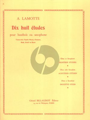 Lamotte 18 Etudes pour Hautbois