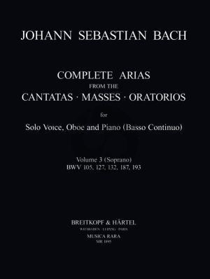 Bach Complete Arias and Sinfonias from the Cantatas, Masses, Oratorios Vol. 3 Soprano-Oboe and Bc (Score/Parts) (edited by John Madden and C. B. Naylor)