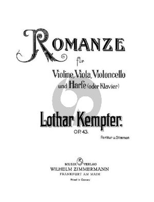 Kempter Romanze Op. 43 Harfe-Violine-Viola und Violoncello (Part./Stimmen)