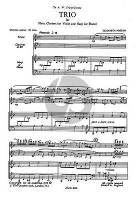 Poston Trio Flute-Clarinet-Harp (or Piano) (Score/Parts)