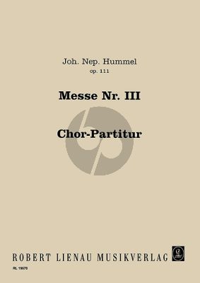 Hummel Messe No.3 d-moll Op.111 Soli-Choir-Orchestra Choral Score (Latin)