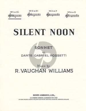 Vaughan Williams Silent Noon for Low Voice (Db) and Piano (text Dante Gabriel Rossetti)