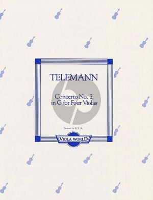 Telemann Concerto No.2 G-Major (4 Violas) (Score/Parts)