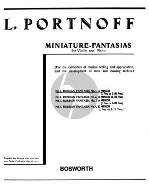 Portnoff Russian Fantasia No.1 A-minor Violin and Piano (1st or 1st- 3rd Position)