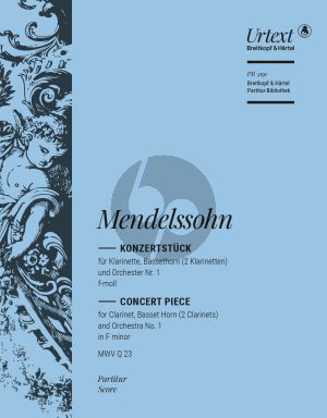 Mendelssohn Konzertstück No.1 f-moll Op.113 MWV Q 23 Klarinette [Bb]- Bassethorn [F] [2e. Klarinette] und Klavier (Part./Stimmen) (herausgeber Trio di Clarone)