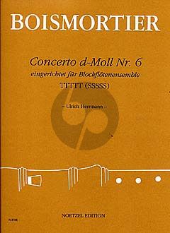 Boismortier Concerto d moll No. 6 5 Blockflöten (TTTTT oder SSSSS) (Part./Stimmen) (Ulrich Herrmann)