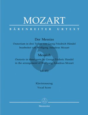 Handel Messias (Messiah) KV 572 Soli-Choir-Orchestra Vocal Score (arrangement by W.A. Mozart) (edited by A.Holschneider)