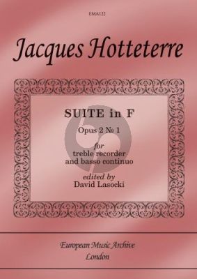 Hotteterre Suite F-major Op.2 No.1 Treble Recorder-Bc (David Lasocki)