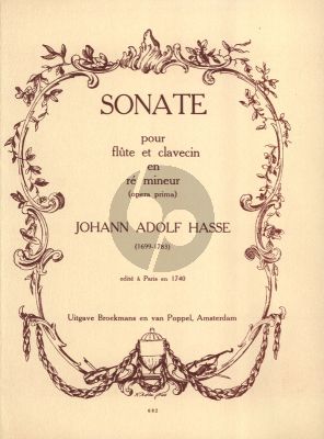 Hasse Sonata d-minor Opera Prima Flute and Piano[Bc]