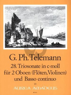 Telemann Triosonata No.28 in C-Minor TWV 42:c4 for 2 Oboes [Flute/Violin] and Bc Score and Parts (Edited by Bernhard Pauler - Continuo by Willy Hess)