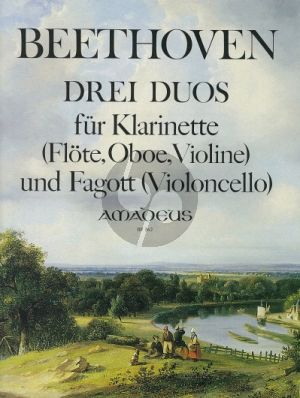 Beethoven 3 Duos WoO 27 Clarinet [Flute/Violin/Oboe] and Bassoon[Violoncello] (Score/Parts) (Willy Hess)