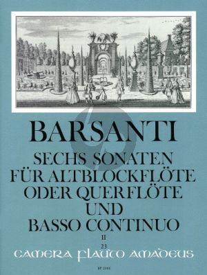 Barsanti 6 Sonaten Vol. 2 No. 4 - 6 Altblockflöte (Flöte)-Bc (Willy Hess)