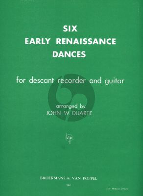 Duarte 6 Early Renaissance Dances for Descant Recorder and Guitar (Playing Score)