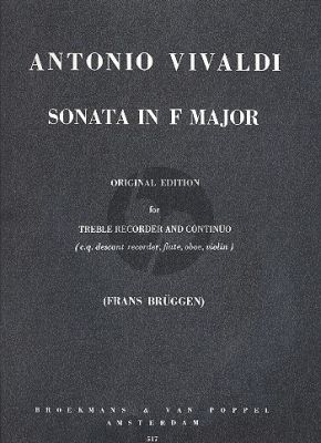 Sonata F-major RV 52 Treble Recorder[Descant Recorder/Flute/Violin/Oboe]-Bc