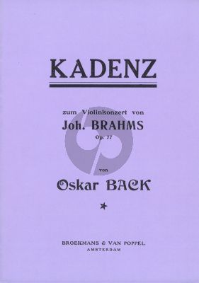 Back Kadenz Violinekonzert Op.77 J. Brahms