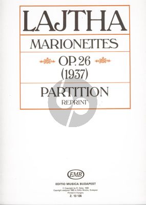 Lajtha Marionettes Op.26 (1937) for Flute, Violin, Viola, Violoncello and Harp Score