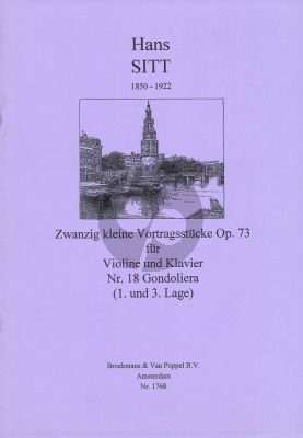 Sitt 20 Kleine Vortragsstucke Op.73 No.18: Gondoliera Violine - Klavier