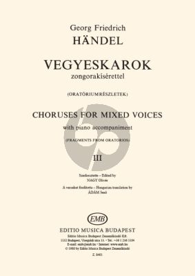 Handel CHORUSES VOL.3 MIXED VOICES WITH PIANO